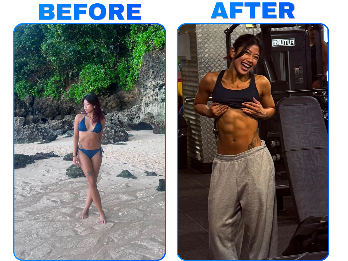 Female client before and after transformation