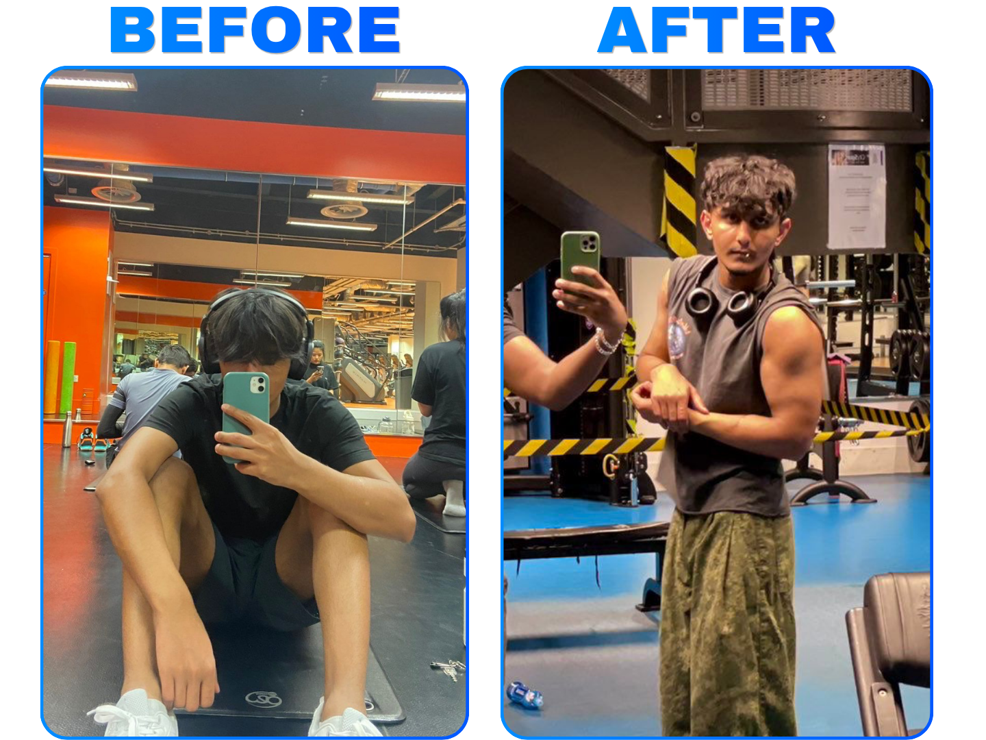 Male client before and after transformation